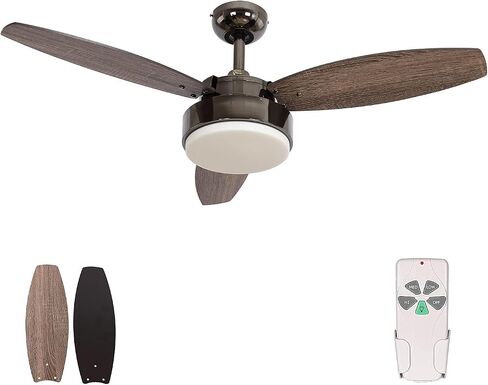 52 Inch Modern Style Indoor Ceiling Fan with Dimmable Light Kit and Remote Control, Reversible Blades and Motor, ETL Listed 110V Ceiling Fans for Living Room, Bedroom, Basement, Kitchen, Matte Black in Saudi Arabia