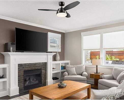 52 Inch Modern Style Indoor Ceiling Fan with Dimmable Light Kit and Remote Control, Reversible Blades and Motor, ETL Listed 110V Ceiling Fans for Living Room, Bedroom, Basement, Kitchen, Matte Black in Saudi Arabia