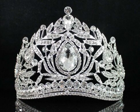 Fantastic Clear White Austrian Crystal Rhinestone Tiara Crown Hair Combs Veil Headband Gold Silver Princess Queen Theater Headpiece Party Event Prom Pageant T1855 in Kuwait