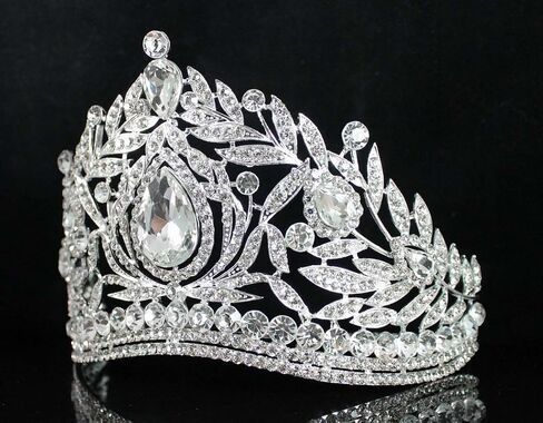 Fantastic Clear White Austrian Crystal Rhinestone Tiara Crown Hair Combs Veil Headband Gold Silver Princess Queen Theater Headpiece Party Event Prom Pageant T1855 in Kuwait