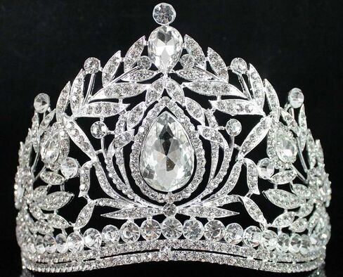 Fantastic Clear White Austrian Crystal Rhinestone Tiara Crown Hair Combs Veil Headband Gold Silver Princess Queen Theater Headpiece Party Event Prom Pageant T1855 in Kuwait