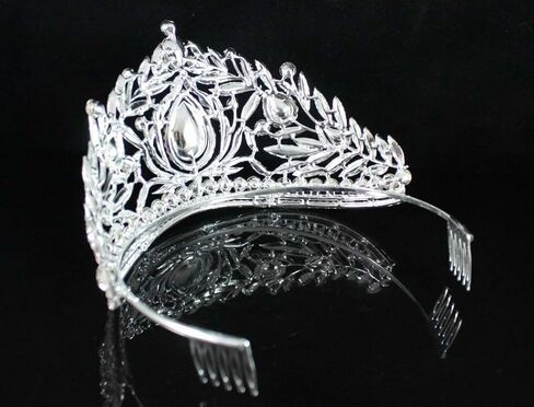 Fantastic Clear White Austrian Crystal Rhinestone Tiara Crown Hair Combs Veil Headband Gold Silver Princess Queen Theater Headpiece Party Event Prom Pageant T1855 in Kuwait