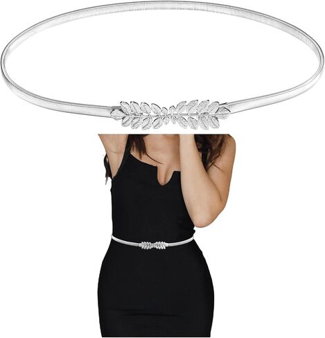 Women Elastic Skinny Waist Belt, Gold Ladies Belt Metal Thin Belt Women Dress Belt Versatile Stretch Chain Belt in Saudi Arabia