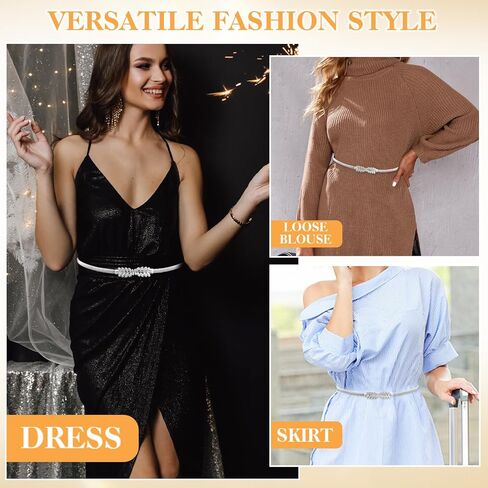 Women Elastic Skinny Waist Belt, Gold Ladies Belt Metal Thin Belt Women Dress Belt Versatile Stretch Chain Belt in Saudi Arabia