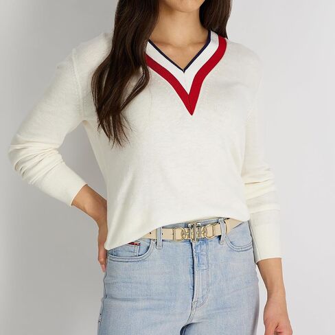 حزام جلدي أنيق للنساء من Tommy Hilfiger TH Horsebit بإبزيم نحيف للجينز والسراويل والفساتين in Kuwait