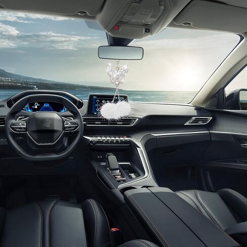 إكسسوارات تعليق السيارة على شكل فراشة بلينغ، حلية زينة مرآة الرؤية الخلفية للسيارة من حجر الراين الكريستالي، زينة داخلية للسيارة من Lucky Diamond للنساء والفتيات، مقاس عالمي (وردي) in Kuwait