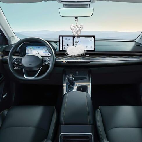 إكسسوارات تعليق السيارة على شكل فراشة بلينغ، حلية زينة مرآة الرؤية الخلفية للسيارة من حجر الراين الكريستالي، زينة داخلية للسيارة من Lucky Diamond للنساء والفتيات، مقاس عالمي (وردي) in Kuwait