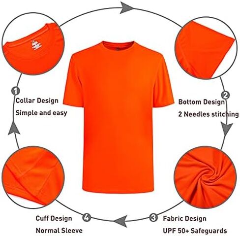 Men's Short Sleeve T-Shirt Quick Dry UPF 50+ Athletic Running Workout Fishing Hiking Tops Performance Shirts in Saudi Arabia