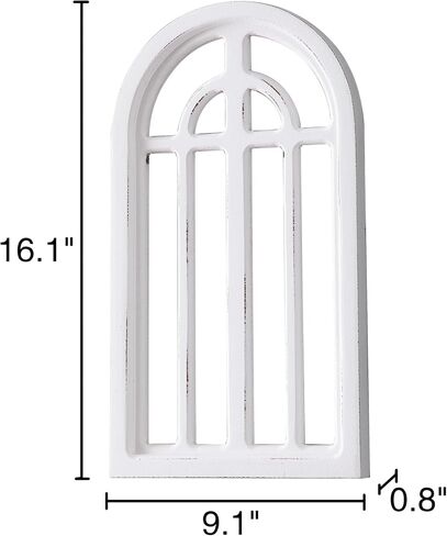 Sintosin Rustic Small Arched Window Frames Wall Decor 9 X 16 Inch, Hanging Distressed White Cathedral Window Frame for Wall Decor Living Room, Handmade Farmhouse Wall Decor for Entryway Hallway in Saudi Arabia
