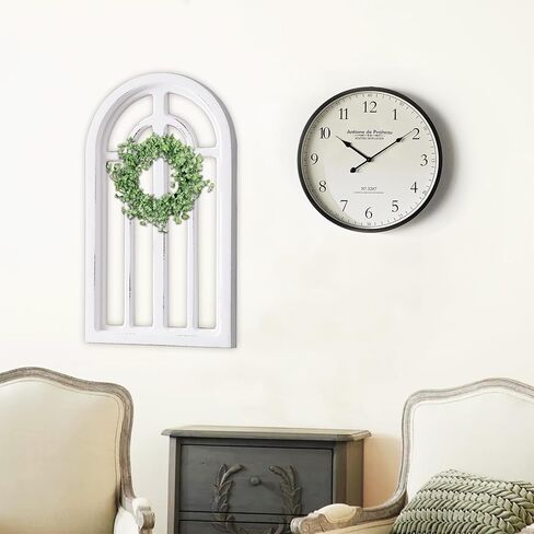 Sintosin Rustic Small Arched Window Frames Wall Decor 9 X 16 Inch, Hanging Distressed White Cathedral Window Frame for Wall Decor Living Room, Handmade Farmhouse Wall Decor for Entryway Hallway in Saudi Arabia