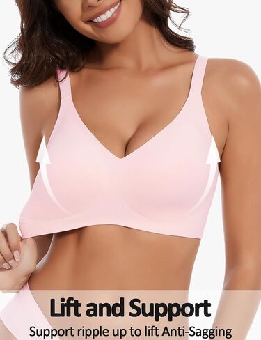 Womens Comfortable Wireless T Shirt Bra No Underwire Seamless Full Coverage Bralettes Push Up Supportive Bras for Women in Saudi Arabia