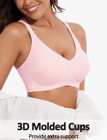 Womens Comfortable Wireless T Shirt Bra No Underwire Seamless Full Coverage Bralettes Push Up Supportive Bras for Women in Saudi Arabia
