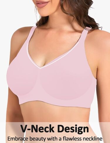 Womens Comfortable Wireless T Shirt Bra No Underwire Seamless Full Coverage Bralettes Push Up Supportive Bras for Women in Saudi Arabia