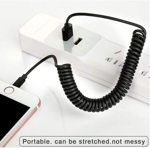 كابل USB من النوع C للسيارة، ملفوف 90 درجة (9.8FT) مجعد USB A إلى USB-C سلك شاحن سريع متوافق مع Samsung Galaxy S10 S9 S8 Plus Note 9 8، Moto Z، LG5/G6/V20، أجهزة USB C in Kuwait