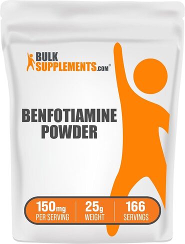 BulkSupplements.com Benfotiamine Powder - Thiamine B1 Supplement, Benfotiamine Supplement - Benfotiamine 150mg, Gluten Free - 150mg per Serving, 25g (0.88 oz) (Pack of 1) in Kuwait