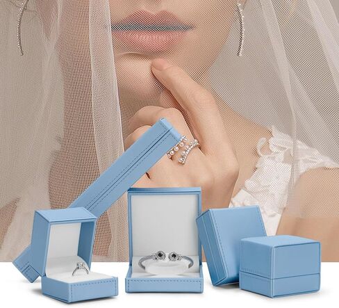 Blue PU Small Earrings Gift Box PU Leather Jewelry Gift Box for Earrings in Kuwait