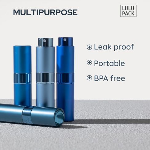 Travel Perfume Atomizer Refillable Bottle: Spray Cologne for Travel size - Small Empty Sprayer Fragrance - 8ml (Black, Blue, Silver, Grey) in Kuwait