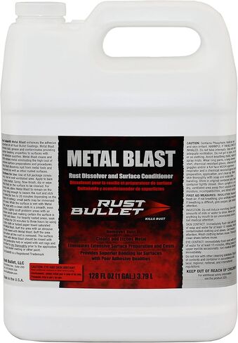 RUST BULLET - Metal Blast Rust Remover 1 Gallon - Rust Treatment, Metal Cleaner and Conditioner - Removes Rust, Grease, and Contaminates for a Superior Bond - Rust Remover Metal Cleaner in Saudi Arabia