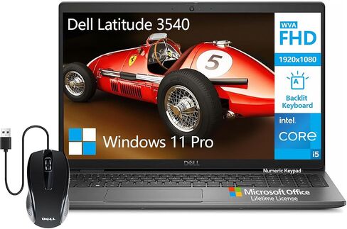 كمبيوتر محمول Dell Latitude 3540 مقاس 15 بوصة، كمبيوتر محمول للأعمال مقاس 15.6 بوصة، Intel 10-Core i5، ذاكرة الوصول العشوائي 32 جيجابايت، 1 تيرابايت SSD، Windows 11 Pro، Microsoft Office، لوحة مفاتيح رقمية ذات 10 مفاتيح، منفذ إيثرنت، WiFi 6E، HDMI in Saudi Arabia