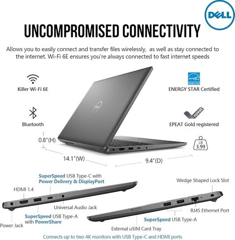 كمبيوتر محمول Dell Latitude 3540 مقاس 15 بوصة، كمبيوتر محمول للأعمال مقاس 15.6 بوصة، Intel 10-Core i5، ذاكرة الوصول العشوائي 32 جيجابايت، 1 تيرابايت SSD، Windows 11 Pro، Microsoft Office، لوحة مفاتيح رقمية ذات 10 مفاتيح، منفذ إيثرنت، WiFi 6E، HDMI in Saudi Arabia
