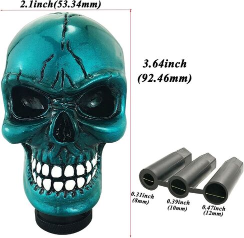 Abfer Skull Shift Knob Car Gear Stick Head Unique Shifer Lever Knob Replacement for Most Automatic Manual Vehicles, Blue in Kuwait