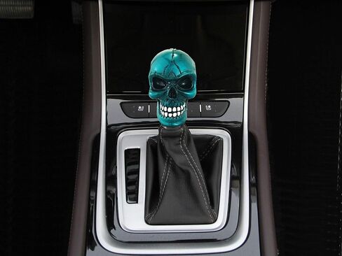 Abfer Skull Shift Knob Car Gear Stick Head Unique Shifer Lever Knob Replacement for Most Automatic Manual Vehicles, Blue in Kuwait