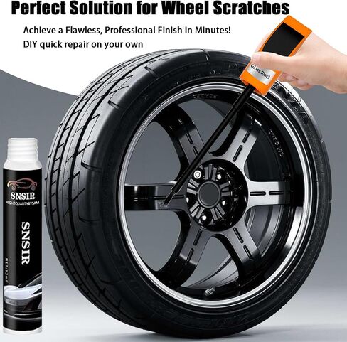 Gloss Black Rim Touch Up Paint, Car Wheel Scratch Repair Touch Up Paint Pen, Quick And Easy Wheel Scratch Repair, Universal Color Black Wheel Paint (Gloss Black) in Saudi Arabia