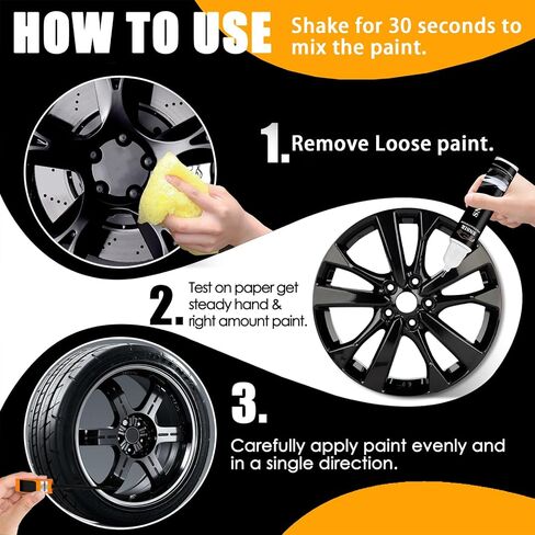 Gloss Black Rim Touch Up Paint, Car Wheel Scratch Repair Touch Up Paint Pen, Quick And Easy Wheel Scratch Repair, Universal Color Black Wheel Paint (Gloss Black) in Saudi Arabia