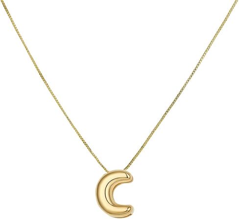 Bubble Letter Necklace For Women, Balloon Initial Letter Alphabet Pendant 18k Gold Plated Dainty Zirconia Inlaid Necklaces Fashion Jewelry Gifts for Women in Saudi Arabia