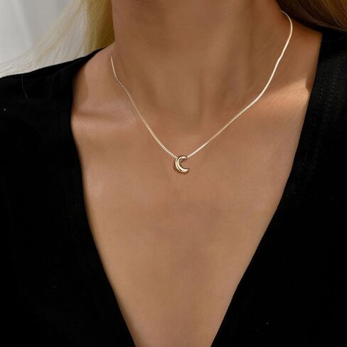 Bubble Letter Necklace For Women, Balloon Initial Letter Alphabet Pendant 18k Gold Plated Dainty Zirconia Inlaid Necklaces Fashion Jewelry Gifts for Women in Saudi Arabia