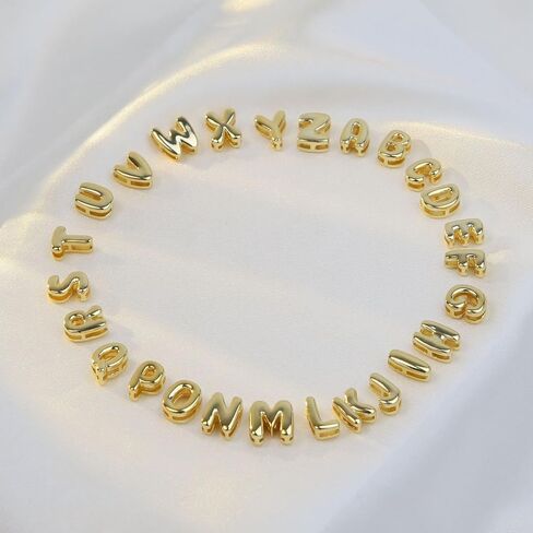 Bubble Letter Necklace For Women, Balloon Initial Letter Alphabet Pendant 18k Gold Plated Dainty Zirconia Inlaid Necklaces Fashion Jewelry Gifts for Women in Saudi Arabia