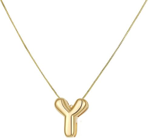 Bubble Letter Necklace For Women, Balloon Initial Letter Alphabet Pendant 18k Gold Plated Dainty Zirconia Inlaid Necklaces Fashion Jewelry Gifts for Women in Saudi Arabia