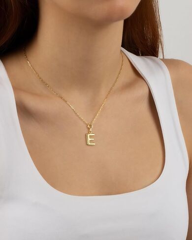 قلادة أولية مملوءة بالذهب من Jewelry Atelier للنساء - قلادة أولية ذات طبقات مع قلادة A-Z - سلسلة مشبك ورق مملوءة بالذهب عيار 14 قيراط - قلادة ذهبية لطيفة ذات طبقات - مجوهرات ذهبية للنساء in Kuwait