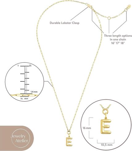 قلادة أولية مملوءة بالذهب من Jewelry Atelier للنساء - قلادة أولية ذات طبقات مع قلادة A-Z - سلسلة مشبك ورق مملوءة بالذهب عيار 14 قيراط - قلادة ذهبية لطيفة ذات طبقات - مجوهرات ذهبية للنساء in Kuwait