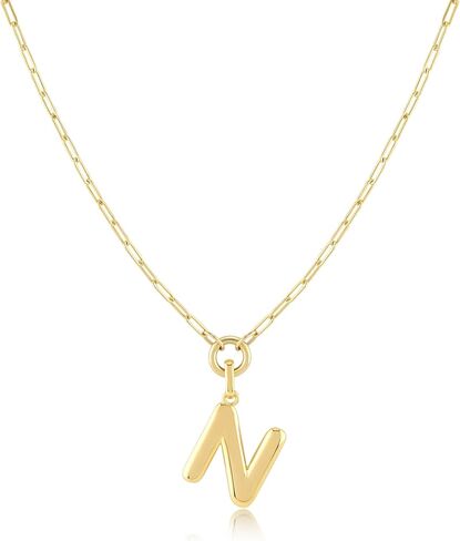 Jewelry Atelier Gold-Filled Initial Necklace for Women – Layered Initial Necklace with A-Z Pendant – 14k Gold-Filled Paperclip Chain– Cute Layered Gold Choker – Gold Jewelry for Women in Kuwait