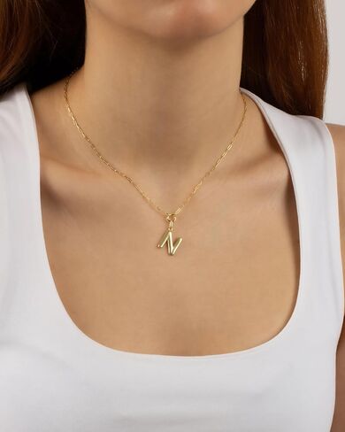 Jewelry Atelier Gold-Filled Initial Necklace for Women – Layered Initial Necklace with A-Z Pendant – 14k Gold-Filled Paperclip Chain– Cute Layered Gold Choker – Gold Jewelry for Women in Kuwait