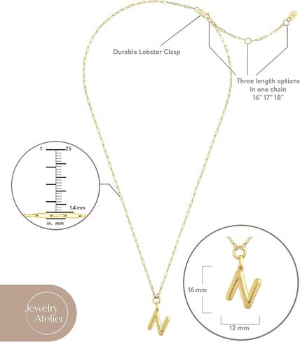 Jewelry Atelier Gold-Filled Initial Necklace for Women – Layered Initial Necklace with A-Z Pendant – 14k Gold-Filled Paperclip Chain– Cute Layered Gold Choker – Gold Jewelry for Women in Kuwait
