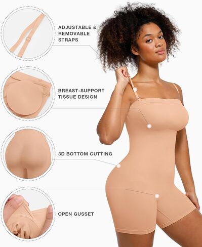 Strapless Shapewear Bodysuit for Women Tummy Control Seamless Butt Lifter Body Shaper with Removable Straps in Kuwait
