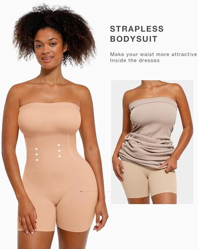 Strapless Shapewear Bodysuit for Women Tummy Control Seamless Butt Lifter Body Shaper with Removable Straps in Kuwait