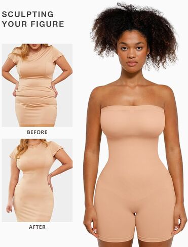 Strapless Shapewear Bodysuit for Women Tummy Control Seamless Butt Lifter Body Shaper with Removable Straps in Kuwait