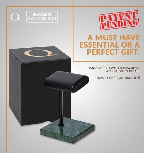 Watch Stand - Handcrafted Italian Napa Leather Natural Marble base - Watch Display Stand for all Watches - Jewelry Stand Watch Holder Accessory (Green/Black) in Saudi Arabia