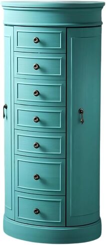 Hives & Honey Bailee Standing Jewelry Armoire - 7 Drawers, Mirror Top, Side Doors - Necklace, Earring, Bracelet Organizer, Ivory in Saudi Arabia