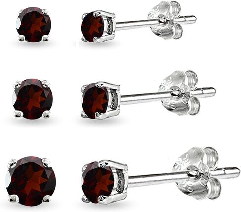 Peridot Earrings for Women Sterling Silver Round Gemstone Studs Earring Set for Girls Bridesmaids Summer Fashion, 3mm 4mm 5mm, 3-Pairs in Saudi Arabia