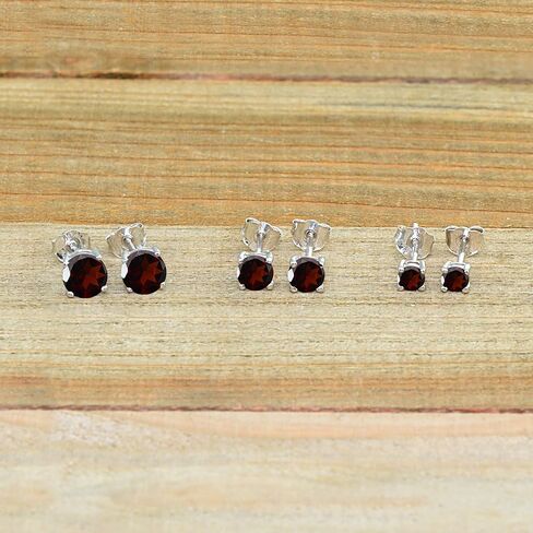 Peridot Earrings for Women Sterling Silver Round Gemstone Studs Earring Set for Girls Bridesmaids Summer Fashion, 3mm 4mm 5mm, 3-Pairs in Saudi Arabia