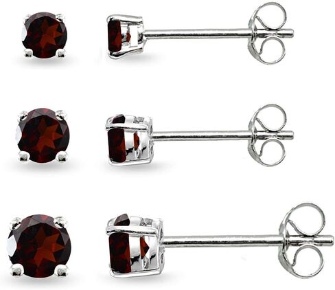 Peridot Earrings for Women Sterling Silver Round Gemstone Studs Earring Set for Girls Bridesmaids Summer Fashion, 3mm 4mm 5mm, 3-Pairs in Saudi Arabia