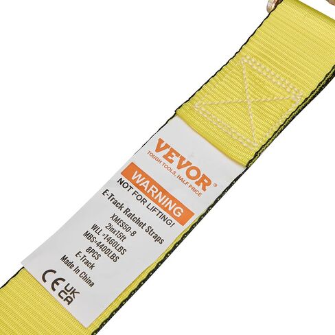 حزام سقاطة VEVOR E-Track، 8 قطع 2 بوصة × 15 بوصة E مع قوة كسر 4400 رطل، مع حزام بوليستر وتركيب زنبركي وسقاطات، أربطة متينة للدراجات النارية والإطارات وأحمال المقطورة in Saudi Arabia