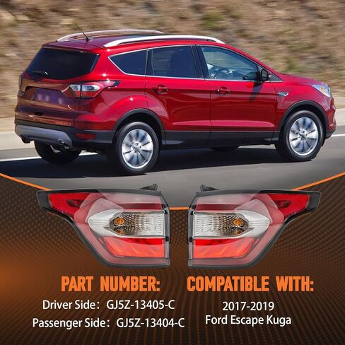 Tail Lights Fit Ford Escape 2017 2018 2019 Rear Brake Back Up Cover Taillights Lens Assembly Left Driver Right Passenger Side GJ5Z13404C GJ5Z-13404-C GJ5Z13405C GJ5Z-13405-C(Lamp Included) in Saudi Arabia