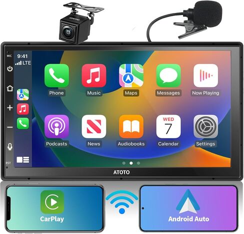 ATOTO F7 Double DIN Car Stereo Receivers, Wireless CarPlay & Android Auto 7 inch Touch Screen, Car Radio with Bluetooth, FM/AM/GPS, 4.1 Channel Audio Out, Live Rearview, SWC, F7G2B7WE-2024 in Saudi Arabia