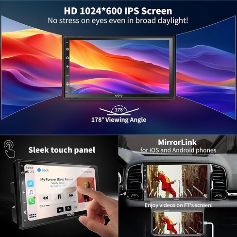 ATOTO F7 Double DIN Car Stereo Receivers, Wireless CarPlay & Android Auto 7 inch Touch Screen, Car Radio with Bluetooth, FM/AM/GPS, 4.1 Channel Audio Out, Live Rearview, SWC, F7G2B7WE-2024 in Saudi Arabia