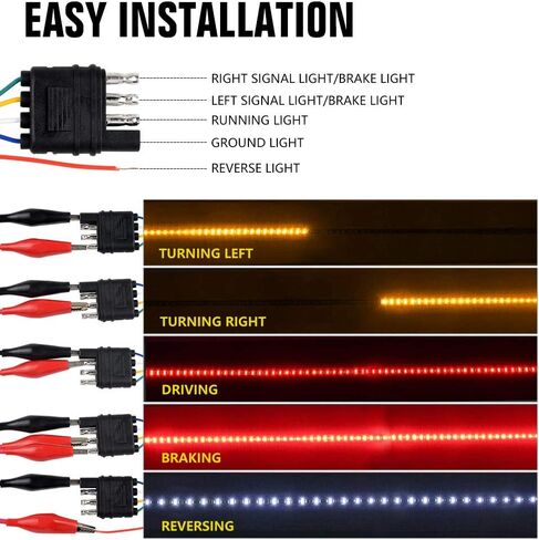 1797 LED Pickup Truck Tail Light Strip Tailgate Rear Turn Signal Brake Reverse Back up Light Bar Accessories for Ford Chevrolet Dodge Toyota Pickup Bright Safe Waterproof Red Yellow White 48in 1.2m in Saudi Arabia